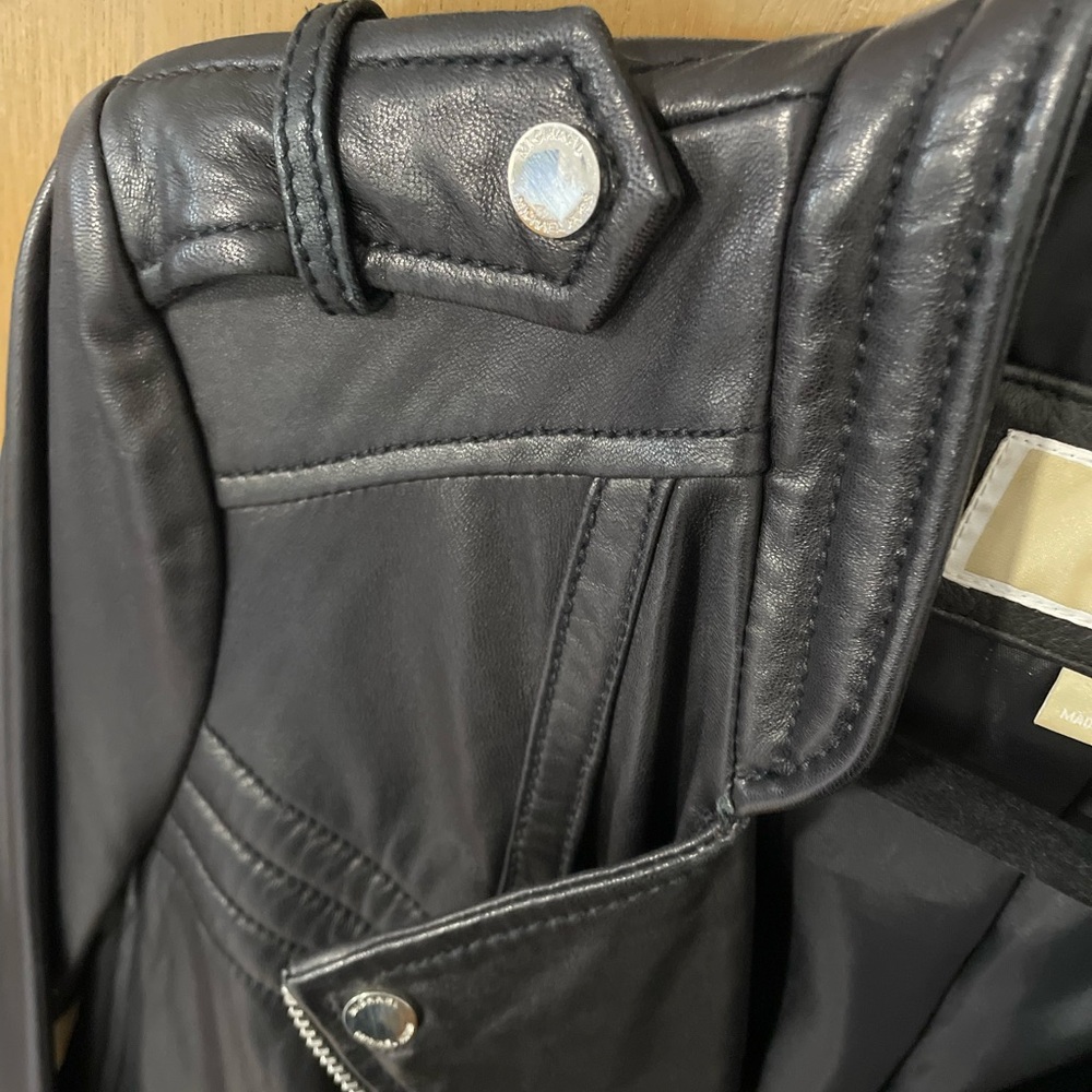 MICHAEL Michael Kors Women’s Black 100% Leather Moto Jacket Size Small - Picture 4 of 9